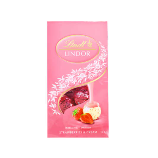Lindt Lindor Strawberries and Cream Pouch 125g
