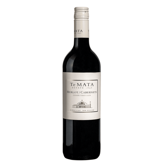 Wine bottle with 'Te Mata' label on a white background, Hawkes Bay wine