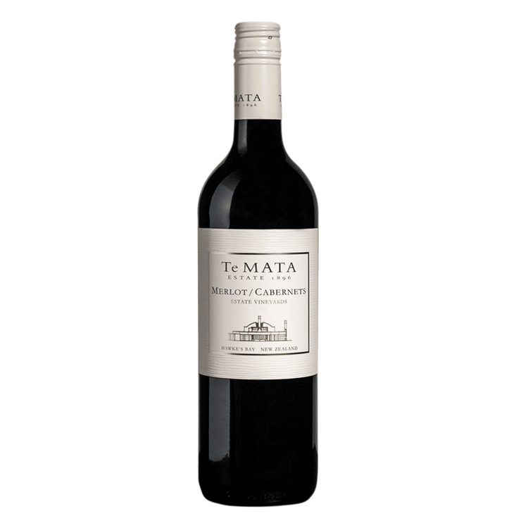 Wine bottle with 'Te Mata' label on a white background, Hawkes Bay wine