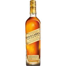 A bottle of Johnnie Walker Gold Label 700ml Scotch whisky with a gold cap and a label that includes the brand name and the product line.