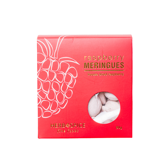 Herb and Spice Raspberry Meringues - with freeze dried raspberry