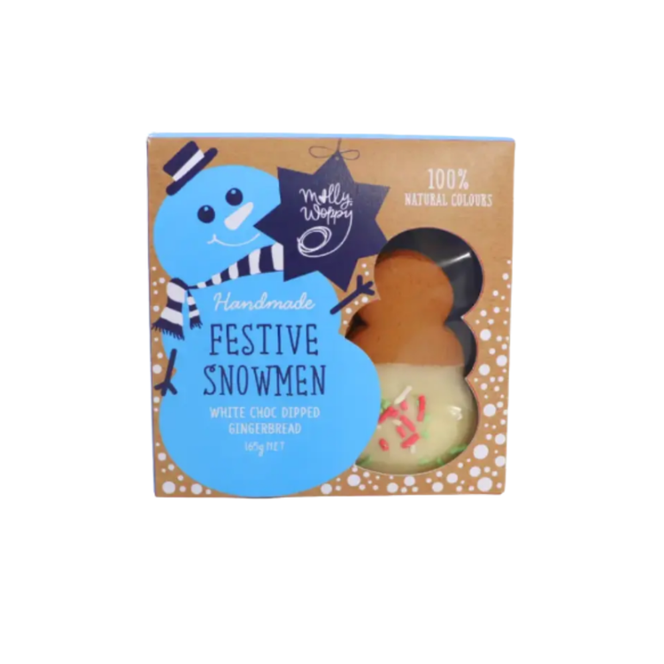 Molly Woppy - Festive White Choc Dipped Gingerbread Snowmen 165g