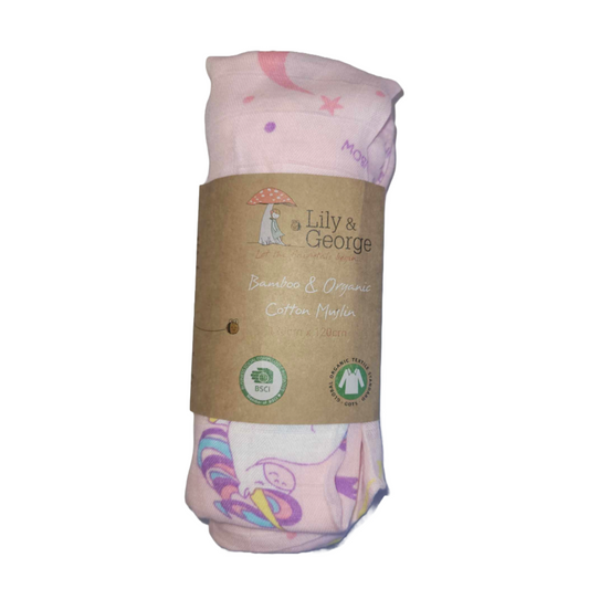 Lily & George Bamboo Muslin Wrap - Rainbow Dream