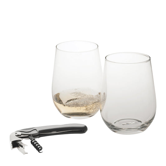 Set of 2 Stemless Wine Glass Set